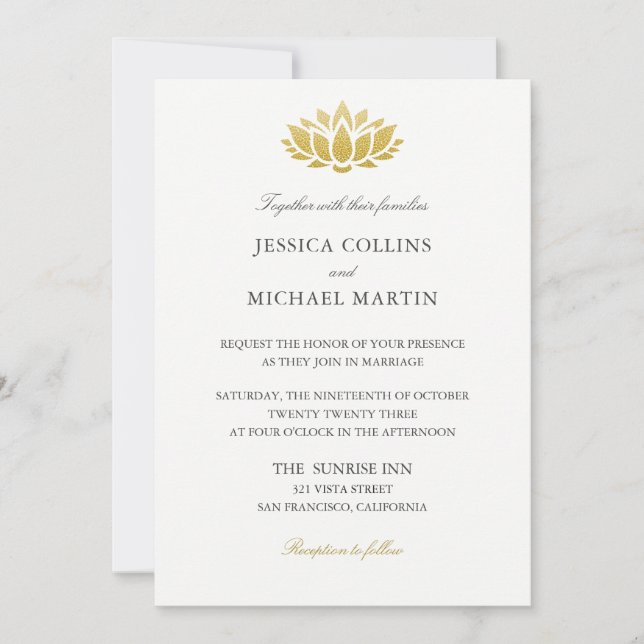 Invitación a la boda personalizada de flor de moda (Anverso)