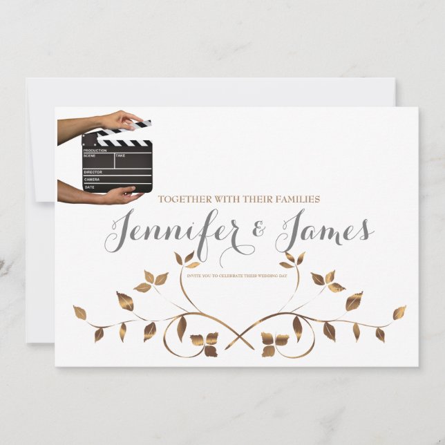 Invitación a la boda personalizada de Hollywood Cl (Anverso)