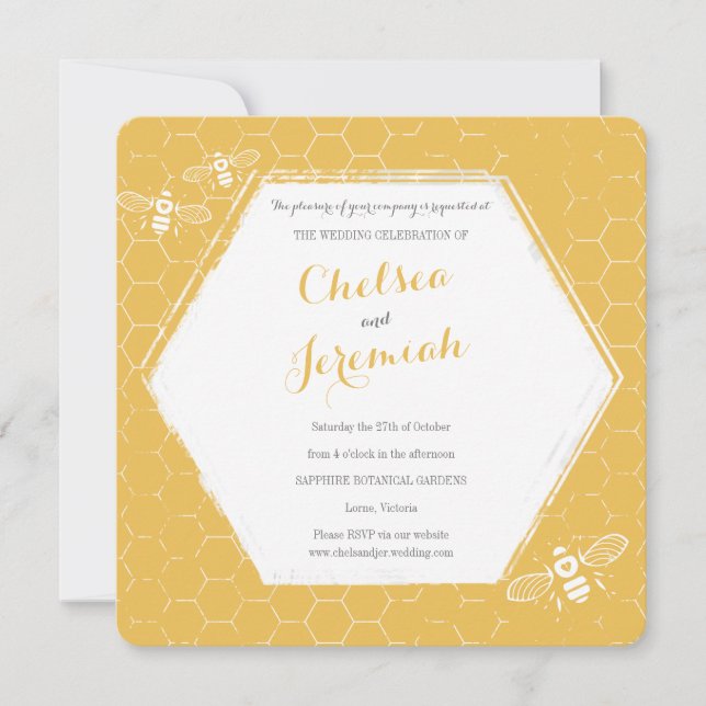 Invitación a la boda personalizada de Honey Bee Ye (Anverso)