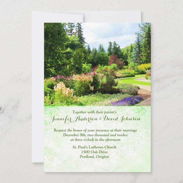 Invitación a la boda personalizada de los Jardines (Anverso)