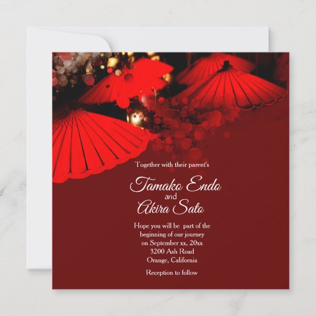 Invitación a la boda personalizada de los paraguas (Anverso)
