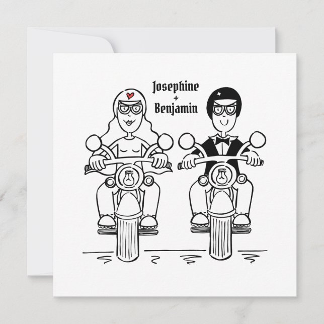 Invitación a la boda personalizada de motocicletas (Anverso)