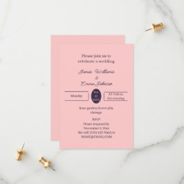 Invitación a la boda personalizada de Peach simple
