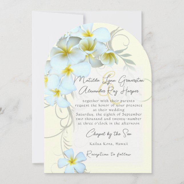 Invitación a la boda personalizada de Plumeria Flo (Anverso)
