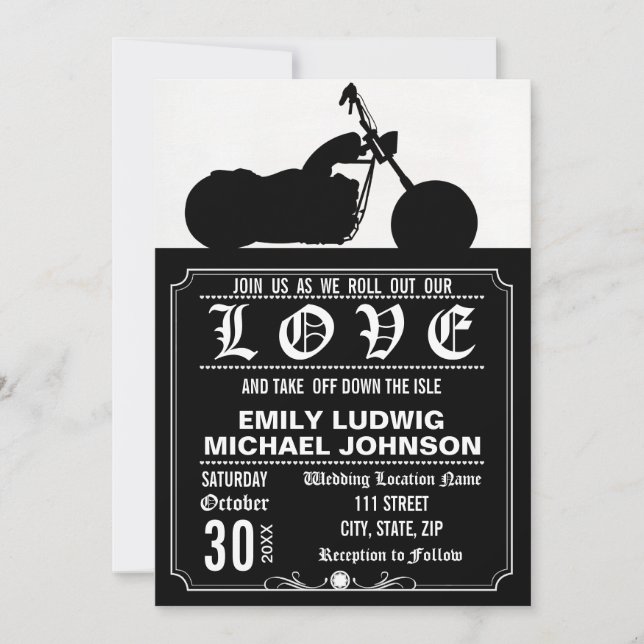 Invitación a la boda personalizada del motociclist (Anverso)
