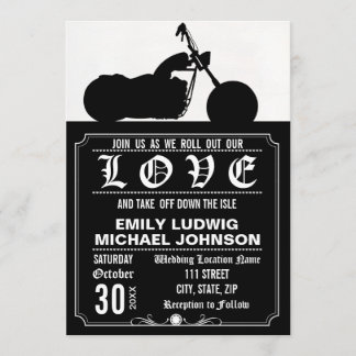 Invitación a la boda personalizada del motociclist