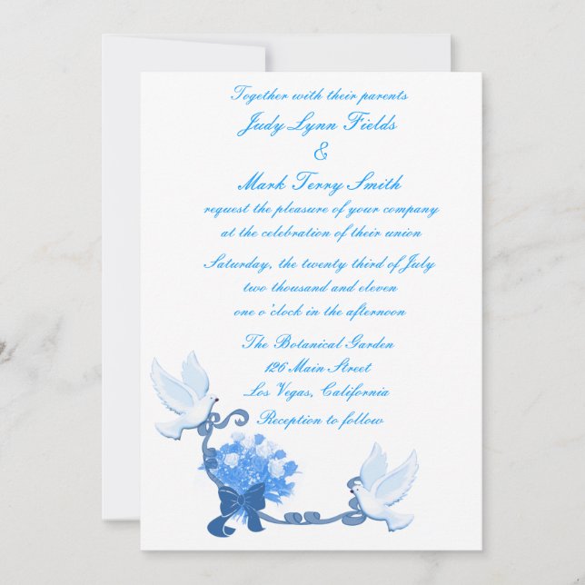 Invitación a la boda personalizada Dove (Anverso)