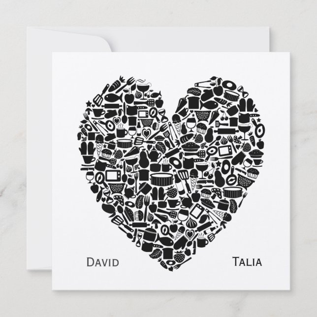 Invitación a la boda personalizada Heart Gold de F (Anverso)