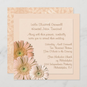 Invitación a la boda personalizada Peach Linen Ger