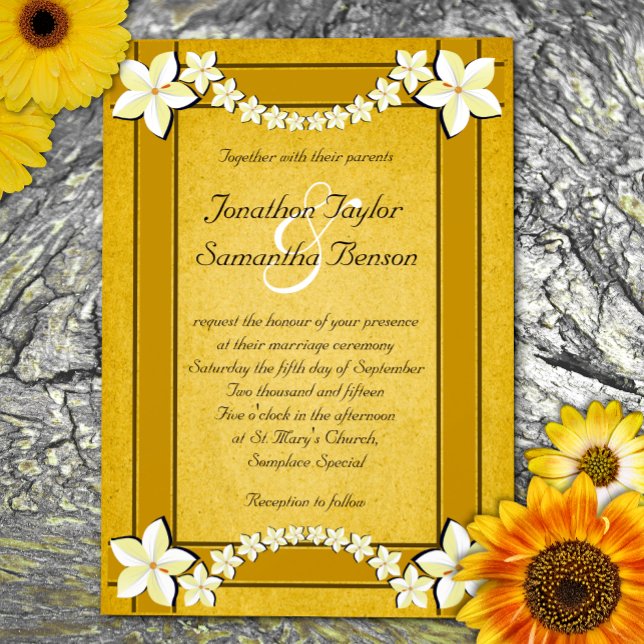 Invitación a la boda personalizada Rustic Gold Whi (Subido por el creador)