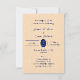 Invitación a la boda personalizada simple en beige