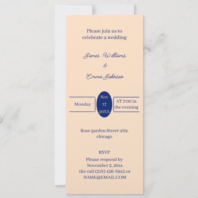 Invitación a la boda personalizada simple en beige (Anverso)