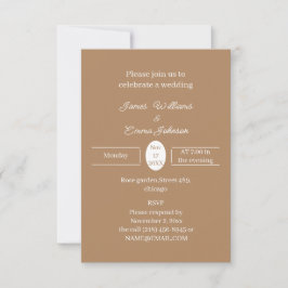 Invitación a la boda personalizada simple en Brown