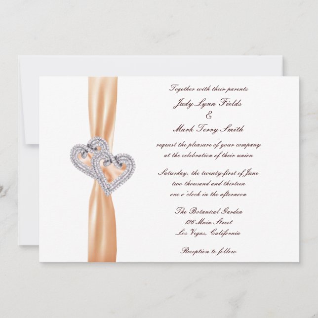 Invitación a la boda personalizado corazón mandari (Anverso)