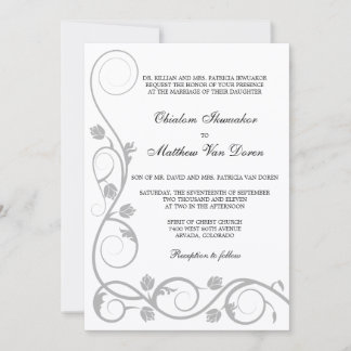 Invitación a la boda personalizado Silver Swirls
