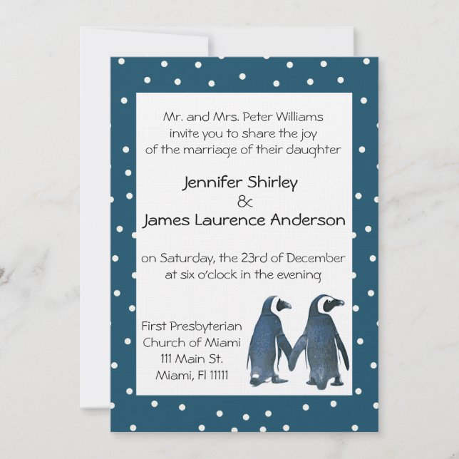 Invitación a la boda pingüina (Anverso)