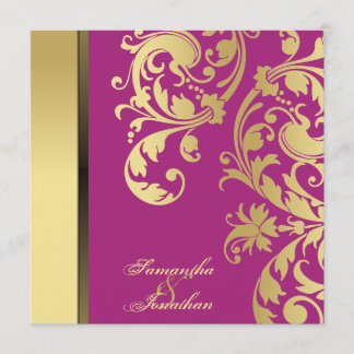 Invitación a la boda Pink Gold Shimmer Floral Swir