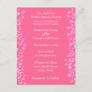 Invitación a la boda Pink Swirls y Flores