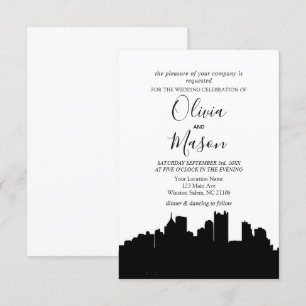 Invitación a la boda Pittsburgh PA Skyline Citysca