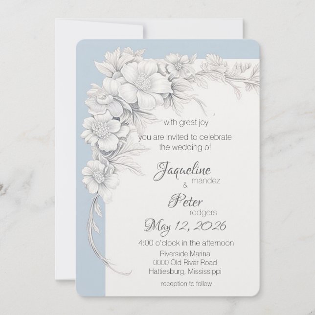 Invitación a la boda plana con elegancia boda (Anverso)
