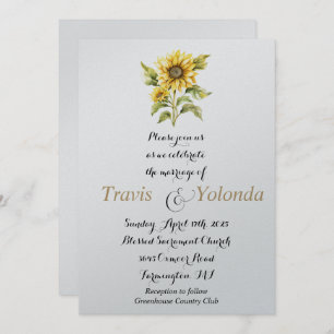 Invitación a la boda plana con girasol
