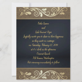 Invitación a la boda plana con Swirl Gold Classy