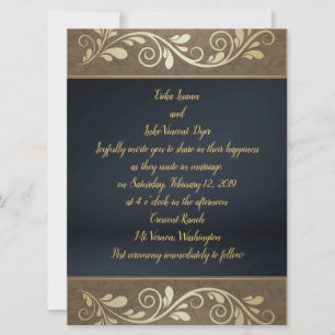 Invitación a la boda plana con Swirl Gold Classy