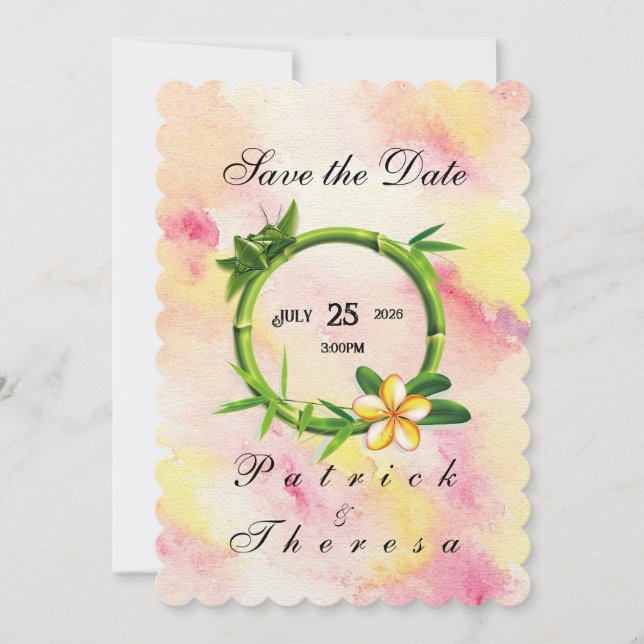 Invitación a la boda plana de algodón con vándalo  (Anverso)