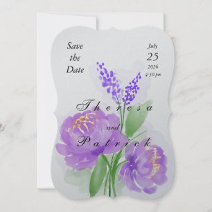 Invitación a la boda plana de Lavender Hydrangeas