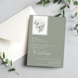 Invitación a la boda plana del eucalipto verde sab