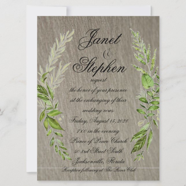 Invitación a la boda plana del río Indio (Anverso)