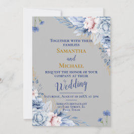 Invitación a la boda: plata, flores, rsvp, QR