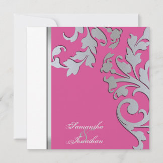 Invitación a la boda Plata Sparkle Floral Swirls