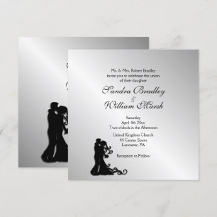 Invitación a la boda plateada de moda