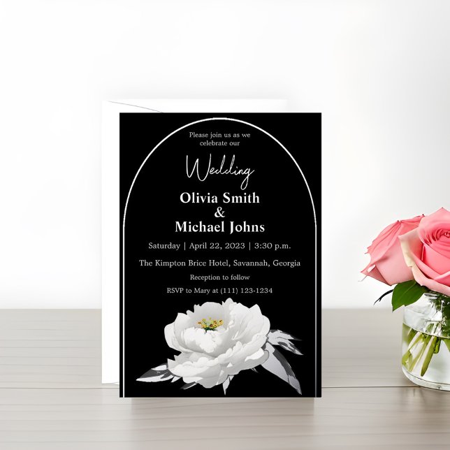 Invitación a la boda plateada de peones blancos y  (Subido por el creador)