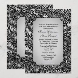 Invitación a la boda plateada Flora y Fauna