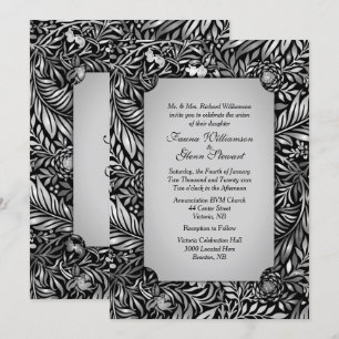 Invitación a la boda plateada Flora y Fauna