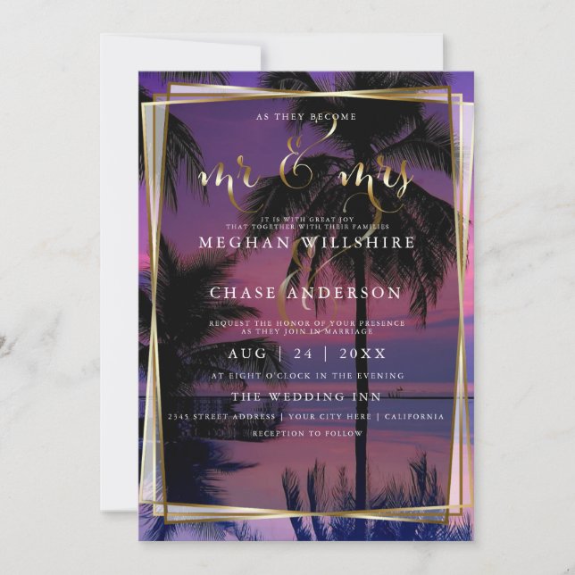 Invitación a la boda | Playa Nocturna Tropical Exó (Anverso)
