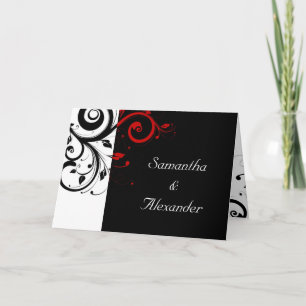 Invitación a la boda plegada de Black+White Red Sw