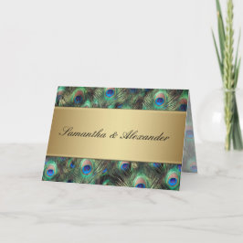 Invitación a la boda plegada de la pluma de pavo r