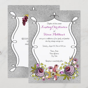 Invitación a la boda   Plomo, floral de Relieve me
