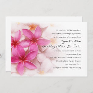 Invitación a la boda Plumeria rosa