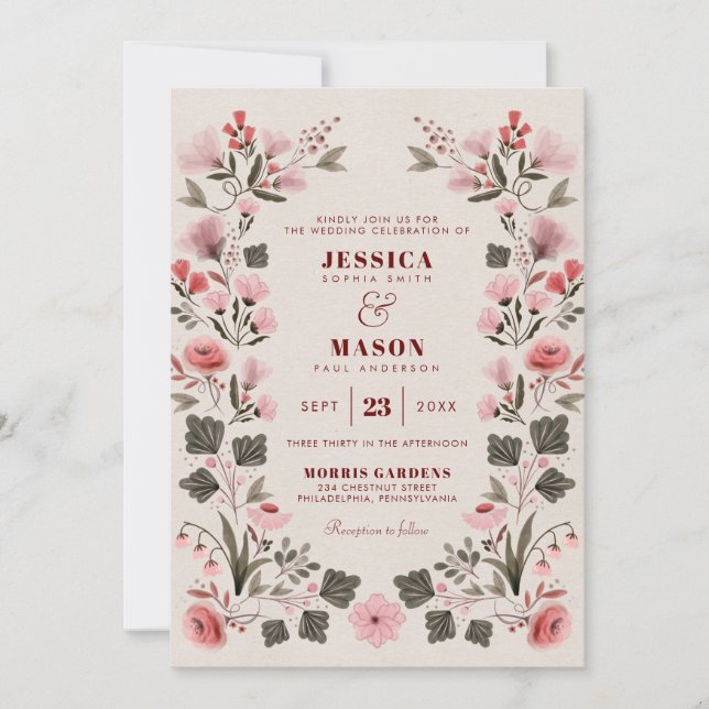 Invitación a la boda popular moderna de Boho (Anverso)