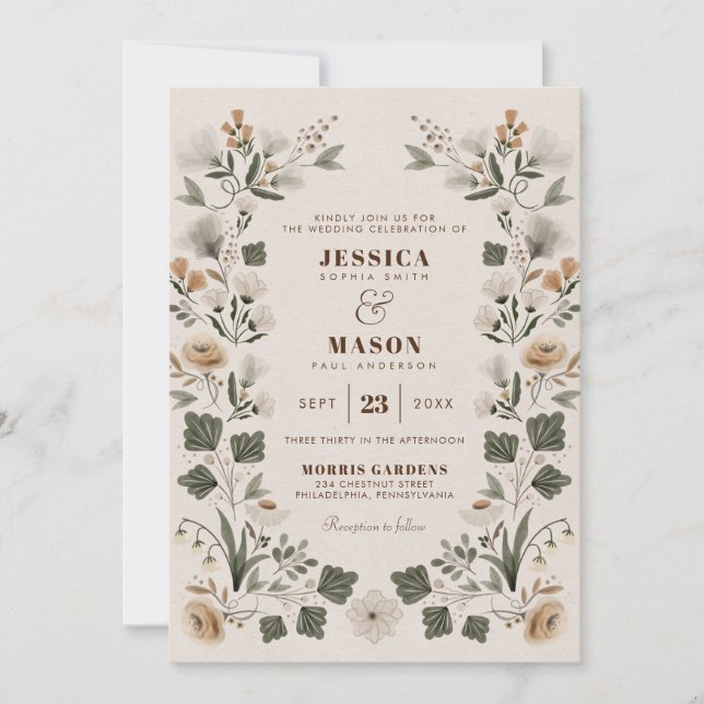 Invitación a la boda popular moderna de Boho (Anverso)