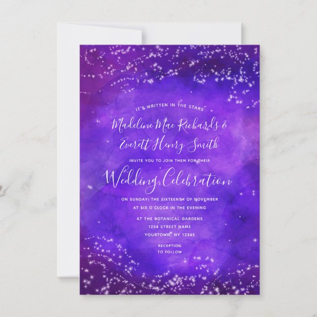 Invitación a la boda por acuarela de Galaxy Starry (Anverso)