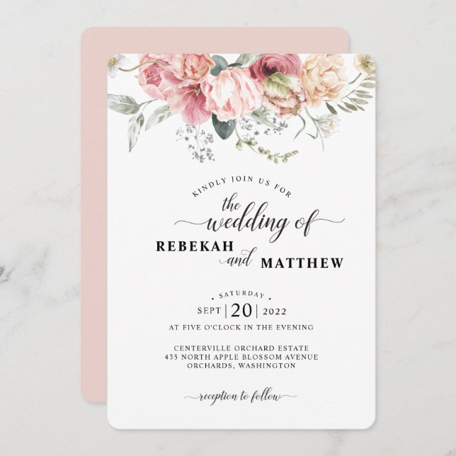 Invitación a la boda por Bouquet Tulip de primaver (Anverso / Reverso)