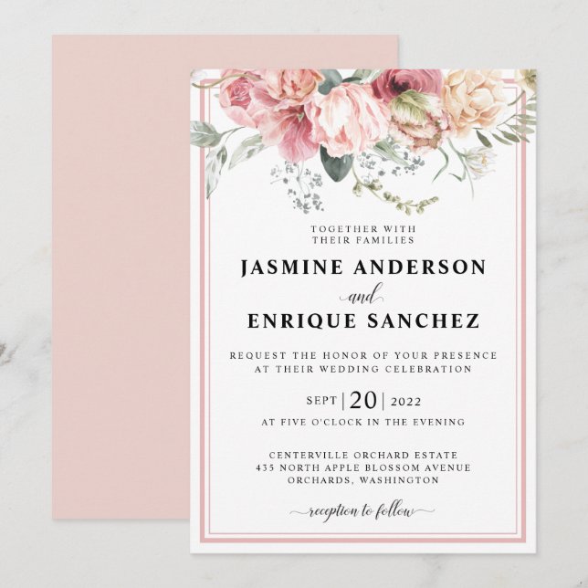 Invitación a la boda por Bouquet Tulip de primaver (Anverso / Reverso)