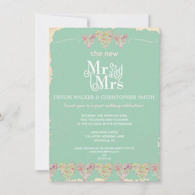 Invitación a la boda por el desfile de los corazon (Anverso)