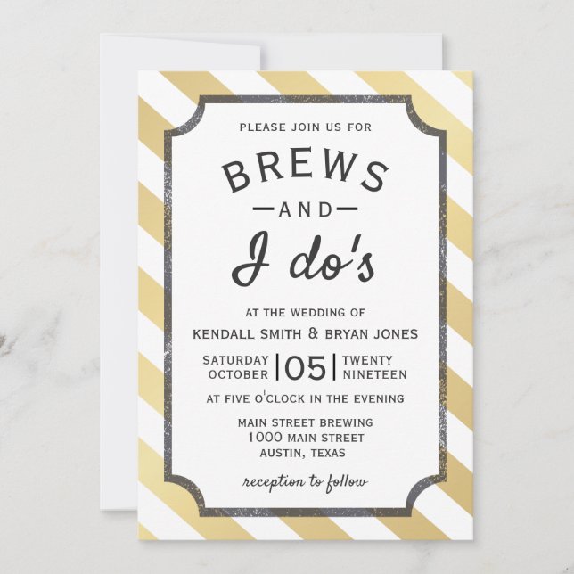 Invitación a la boda por el tema de la cervecería  (Anverso)