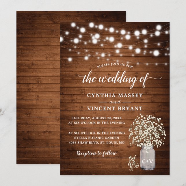 Invitación a la boda por las luces de aliento de u (Anverso / Reverso)